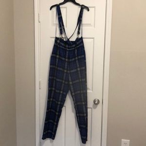 Blue checkered suspenders